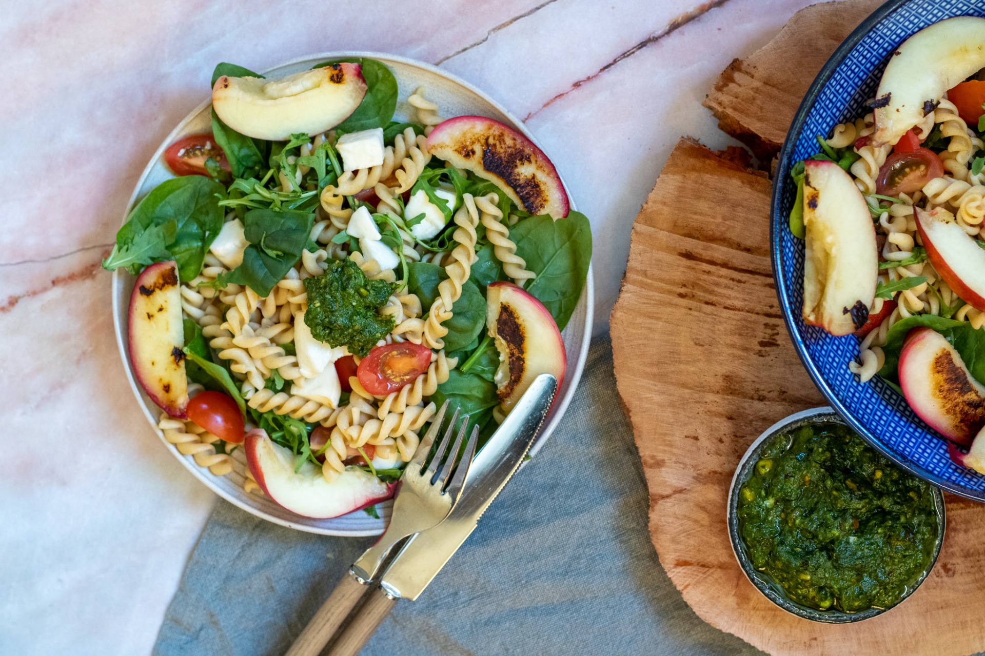 Pastasalade met spinaziepesto