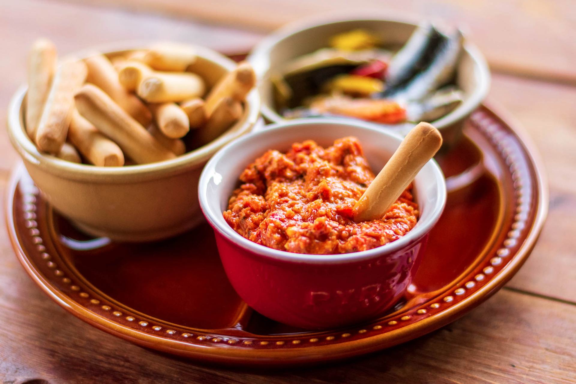 Geroosterde paprika en aubergine spread